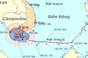 Áp thấp nhiệt đới gây mưa to ở khu vực Trung và Nam bộ