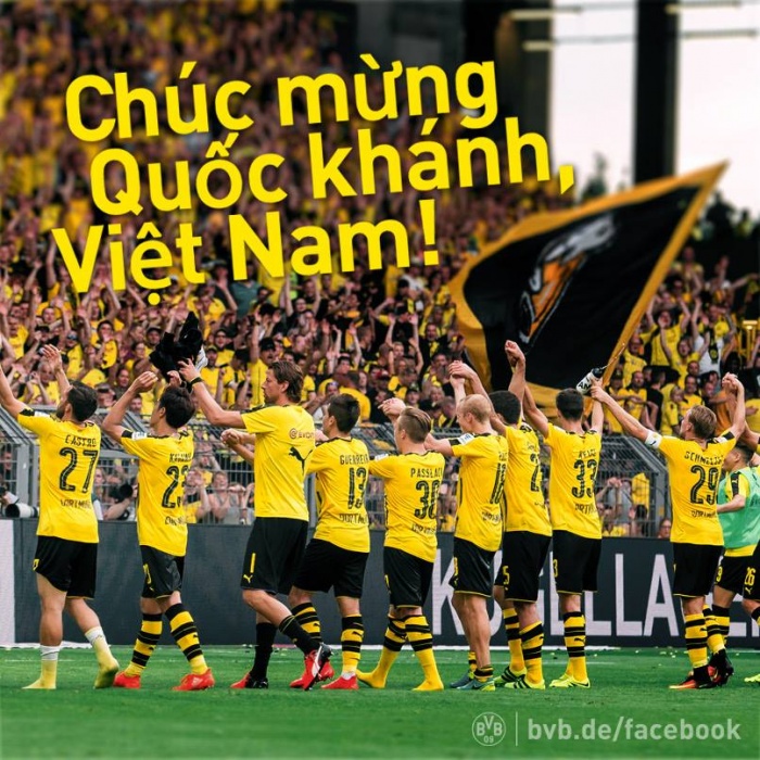 Dortmund, Chelsea nhớ ngày Quốc khánh Việt Nam dortmund chelsea chuc mung ngay quoc khanh viet nam