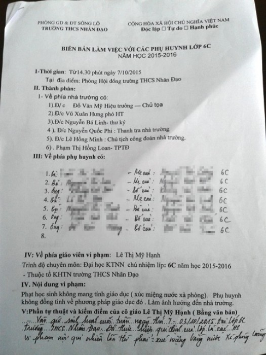co giao bat hoc sinh suc mieng nuoc xa phong vi noi tuc