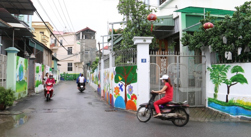 Độc đáo “con đường bích họa” ở làng quê Hà Nội doc dao con duong bich hoa o lang que ha noi