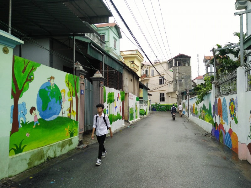 Độc đáo “con đường bích họa” ở làng quê Hà Nội doc dao con duong bich hoa o lang que ha noi