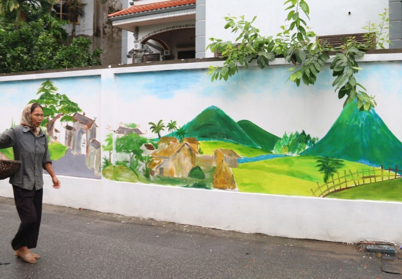 Độc đáo “con đường bích họa” ở làng quê Hà Nội doc dao con duong bich hoa o lang que ha noi