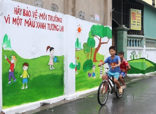 Độc đáo “con đường bích họa” ở làng quê Hà Nội doc dao con duong bich hoa o lang que ha noi