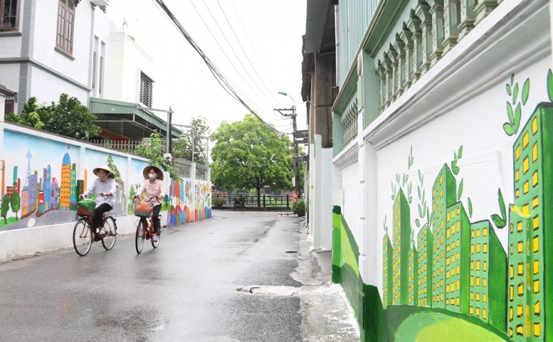 Độc đáo “con đường bích họa” ở làng quê Hà Nội doc dao con duong bich hoa o lang que ha noi