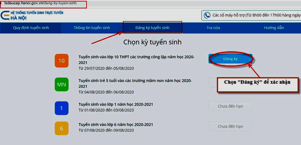 ha noi mo he thong xac nhan nhap hoc truc tuyen vao lop 10