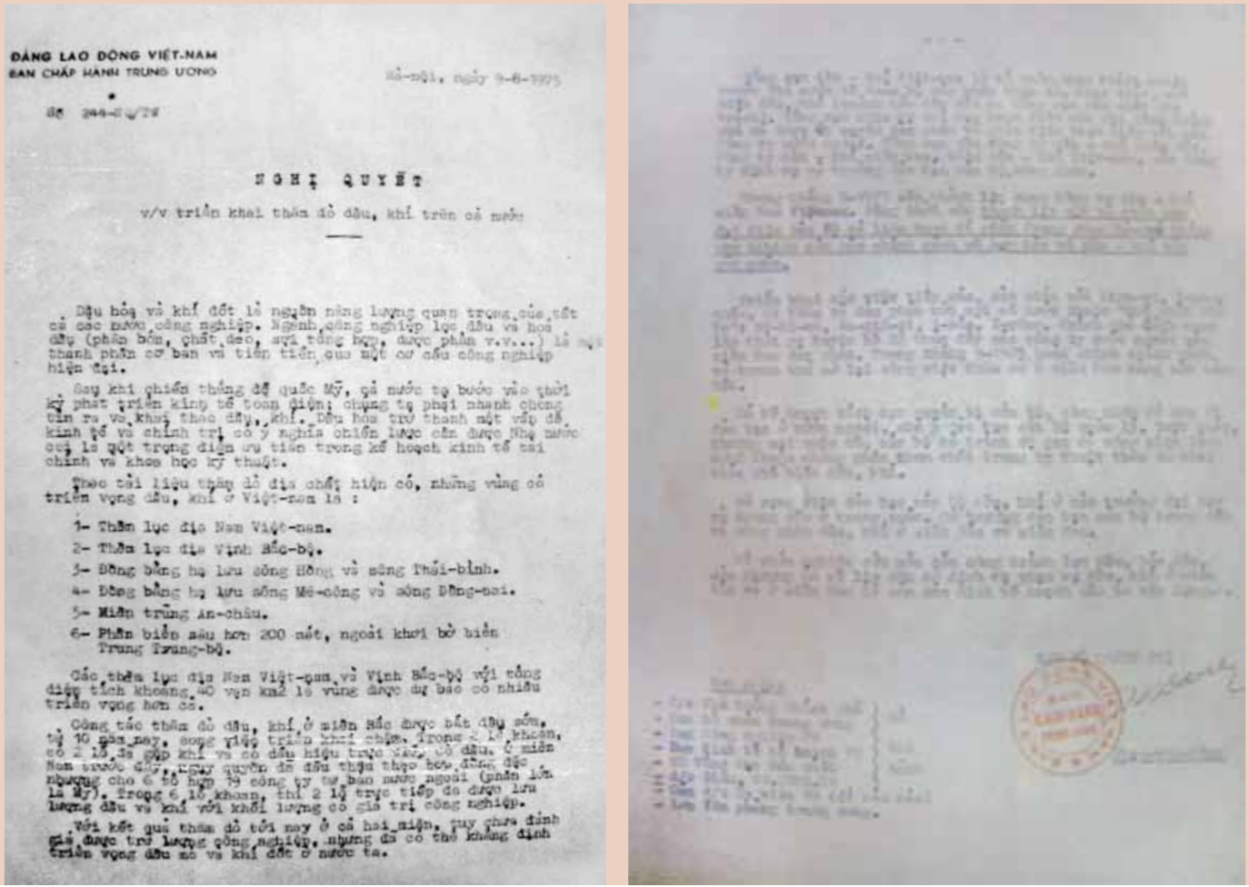 Nghị quyết số 244-NQ/TW ngày 9/8/1975. (Ảnh tư liệu) Nghị quyết số 244-NQ/TW ngày 9/8/1975. (Ảnh tư liệu)