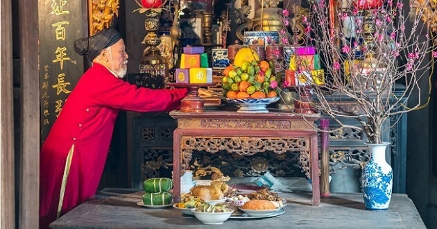 Mâm cúng tất niên cầu 