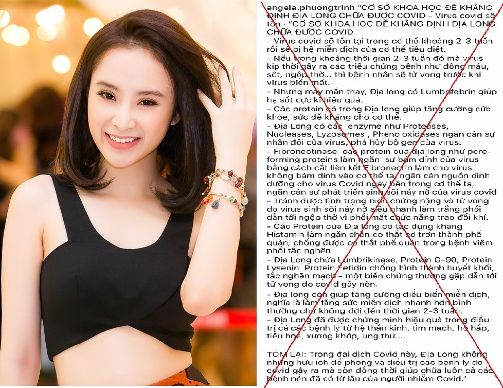Angela Phương Trinh tiếp tục gây tranh cãi vì đăng tải thông tin chữa Covid-19 sai lệch