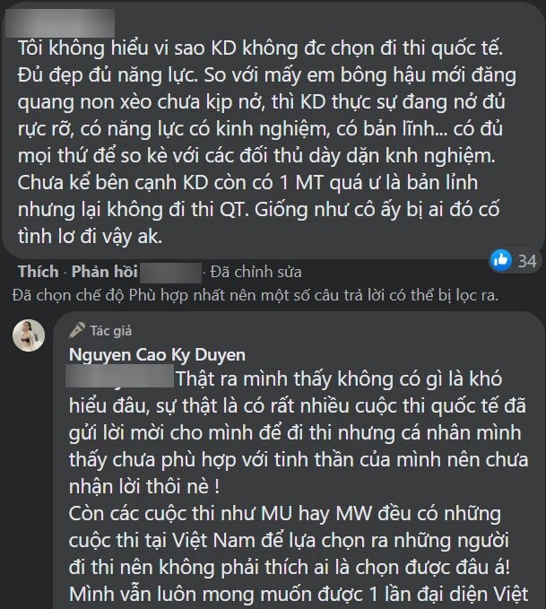 Kỳ Duyên trước thông tin không được thi hoa hậu