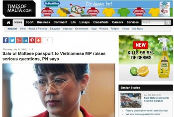 Chính phủ Malta bị chất vấn về vụ cấp hộ chiếu cho bà Nguyệt Hường