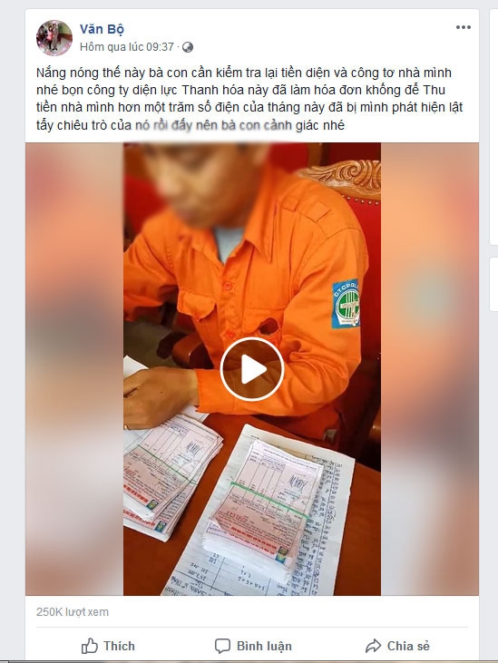 dang thong tin sai su that tren facebook ve nganh dien