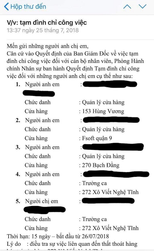 Rộ tin đình chỉ một loạt quản lý cửa hàng: Điều gì đang xảy ra ở Trung Nguyên?