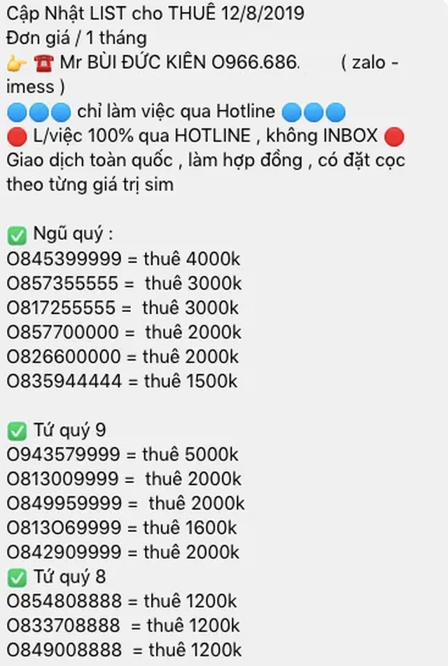 Đại gia “dỏm” thích oai, thuê sim ngũ 9 tiền tỷ đi làm “màu”?