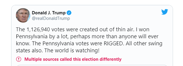 Ông Trump nói hơn 1 triệu phiếu bầu ở Pennsylvania từ trên trời rơi xuống - 2
