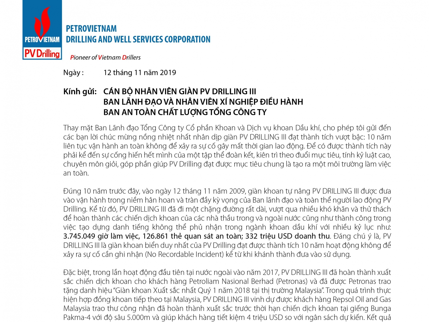 gian khoan pv drilling iii dat thanh tich 10 nam lien tuc van hanh an toan