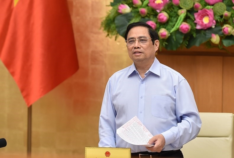 Thủ tướng Phạm Minh Chính: Mục tiêu đến cuối năm 2021 chấm dứt được tình trạng tàu cá địa phương vi phạm khai thác hải sản ở vùng biển nước ngoài, để gỡ cảnh báo “thẻ vàng” của EC. Ảnh: VGP