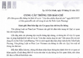 Vụ khởi tố điều tra liên quan bà Trần Uyên Phương: Văn phòng luật sư lên tiếng