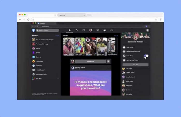 facebook bat dau thu nghiem che do dark mode tren web