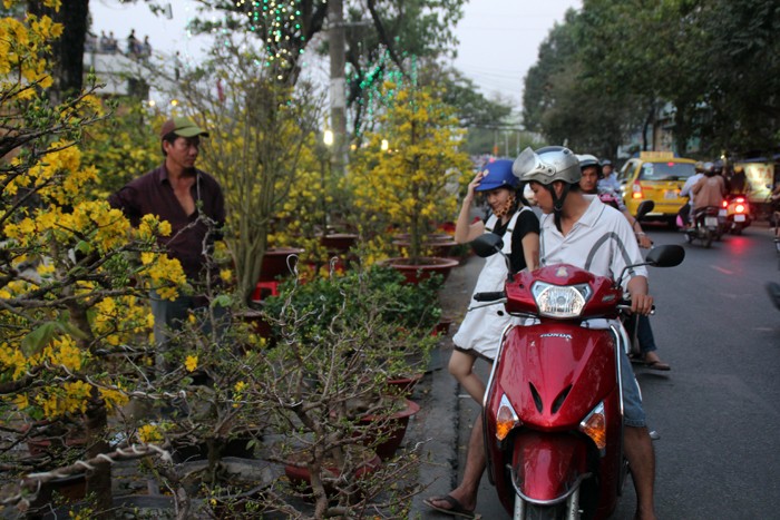 nhon nhip cho hoa tren ben duoi thuyen xuan binh than