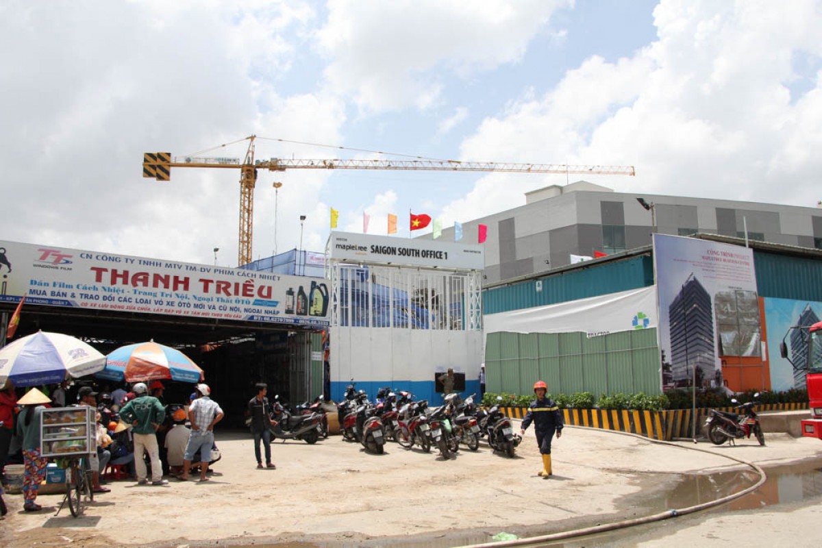 Hiện trường công trình đang thi công tòa nhà 19 tầng.