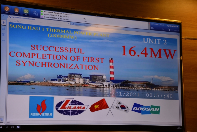 NMNĐ Sông Hậu 1 hòa đồng bộ Tổ máy số 2 vào hệ thống điện quốc gia 500kV