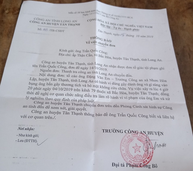 long an nan nhan bi ban thung bung lam don to cao truong cong an xa