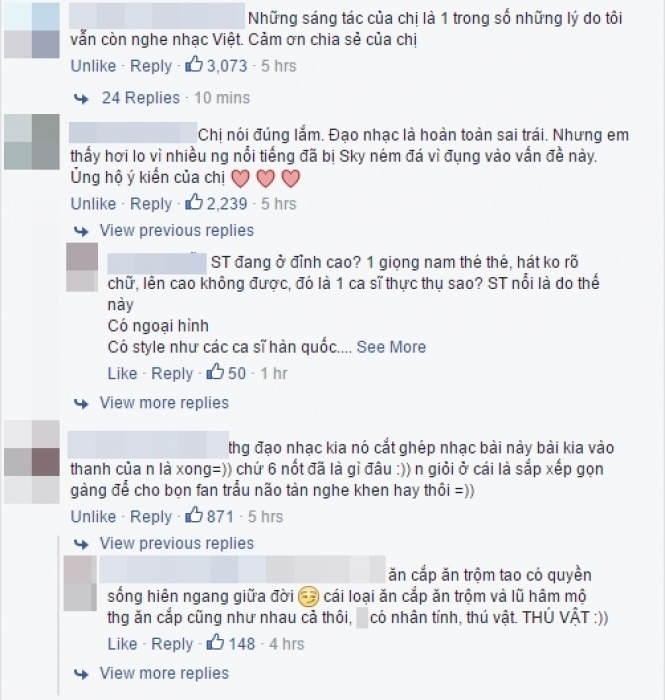 cac nghe si noi gi ve viec son tung mtp dao nhac