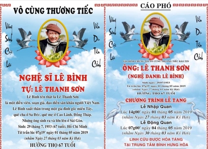 nghe si viet xot xa truoc su ra di cua dien vien le binh
