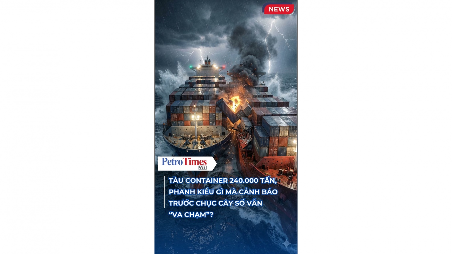 Tàu container 240.000 tấn, phanh kiểu gì mà cảnh báo trước chục cây số vẫn “va chạm”?